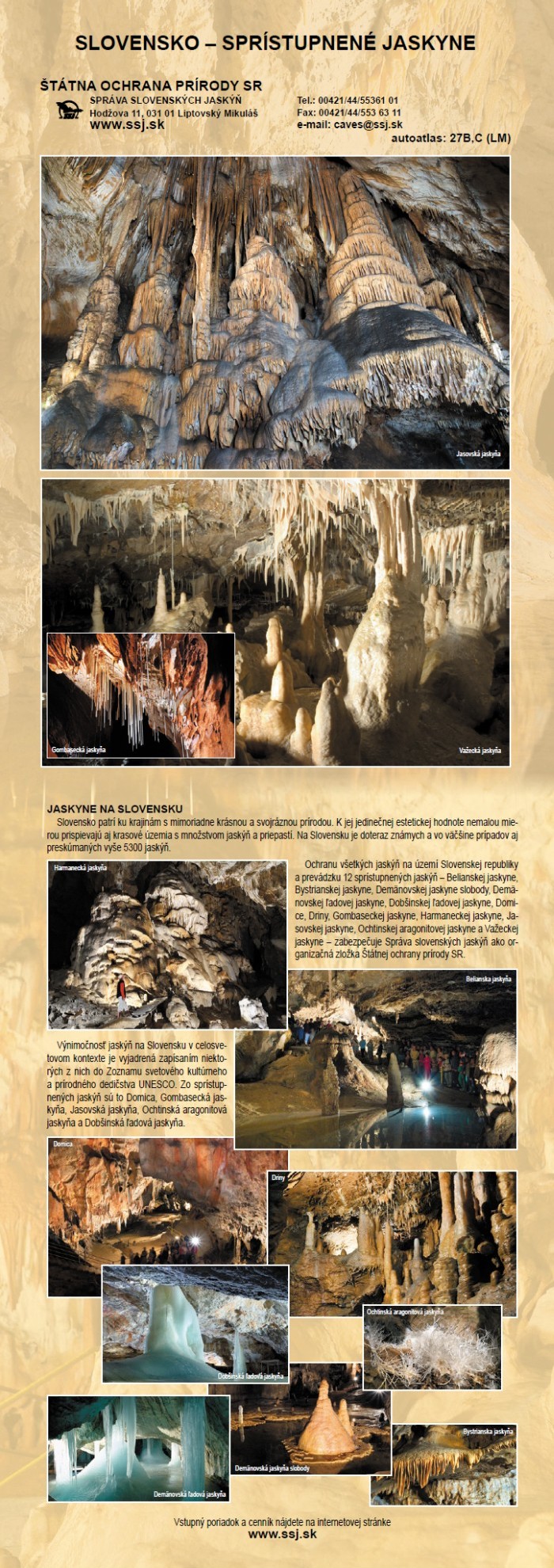 SLOVENSKO – SPRÍSTUPNENÉ JASKYNE